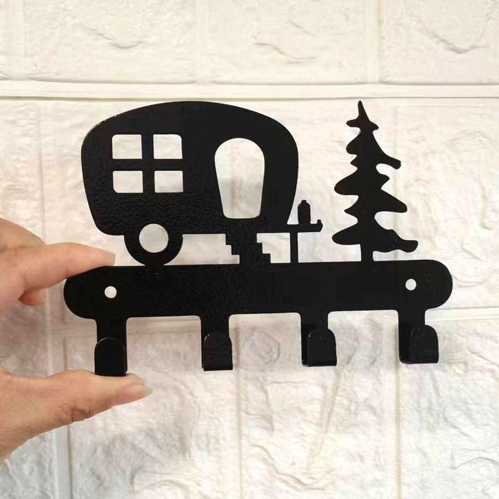 Key Holder for Wall Hooks Organizer Hanger 4 Hooks Key Rack Wall Mounted with Screws and Anchors, Home Wall Metal Decor for Front Door Garage