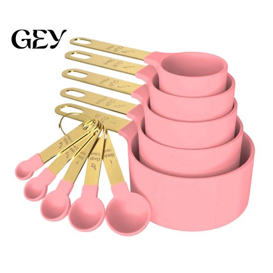 Kitchen Measurement Set 10Pcs Measuring Cups And Spoons Set, Stainless Steel for Dry Liquid Ingredients, Nesting Baking Tools, Gadgets Wet Ingredient