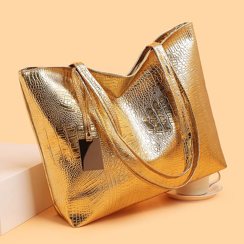 2025 Crocodile-Pattern PU Leather Shoulder Tote Bag - Large Capacity, Women's Fashion Retro Handbag
