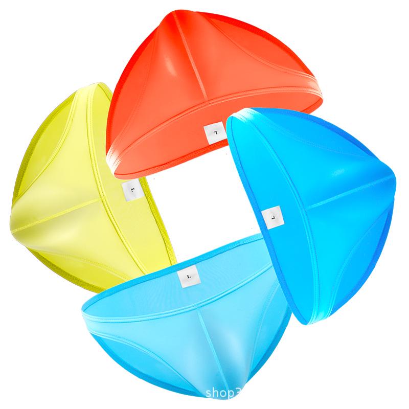 Pánské trojúhelníkové spodní prádlo Sexy průhledné trojúhelníkové spodní prádlo Ledové hedvábí Průhledné Ultratenké Spodní prádlo s nízkým pasem