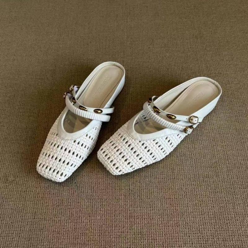 Inner Heightening 2026 Baotou Shoes for Women with Square Toe Half Slippers Sandals and Slippers for Women Summer Outside Wear