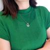 Baguette Cut Hollow Heart Pendant Necklace for Women