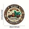 Metal Sign Round Rusty Look 20x20cm Christmas Wreath Leopard Truck Wall Decor Home Gift