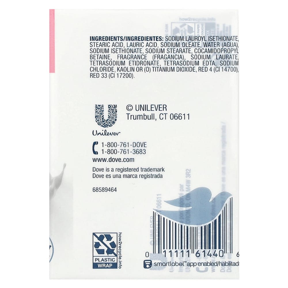 Dove Deep Moisture Beauty Bar Soap, Pink, 4-Count (106g / 3.75oz Each)