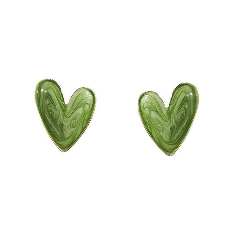 French Style Ombré Drip Paint Heart Stud Earrings for Women, Niche Artistic Sweet Personalized Fashion Jewelry Trending Gift Idea
