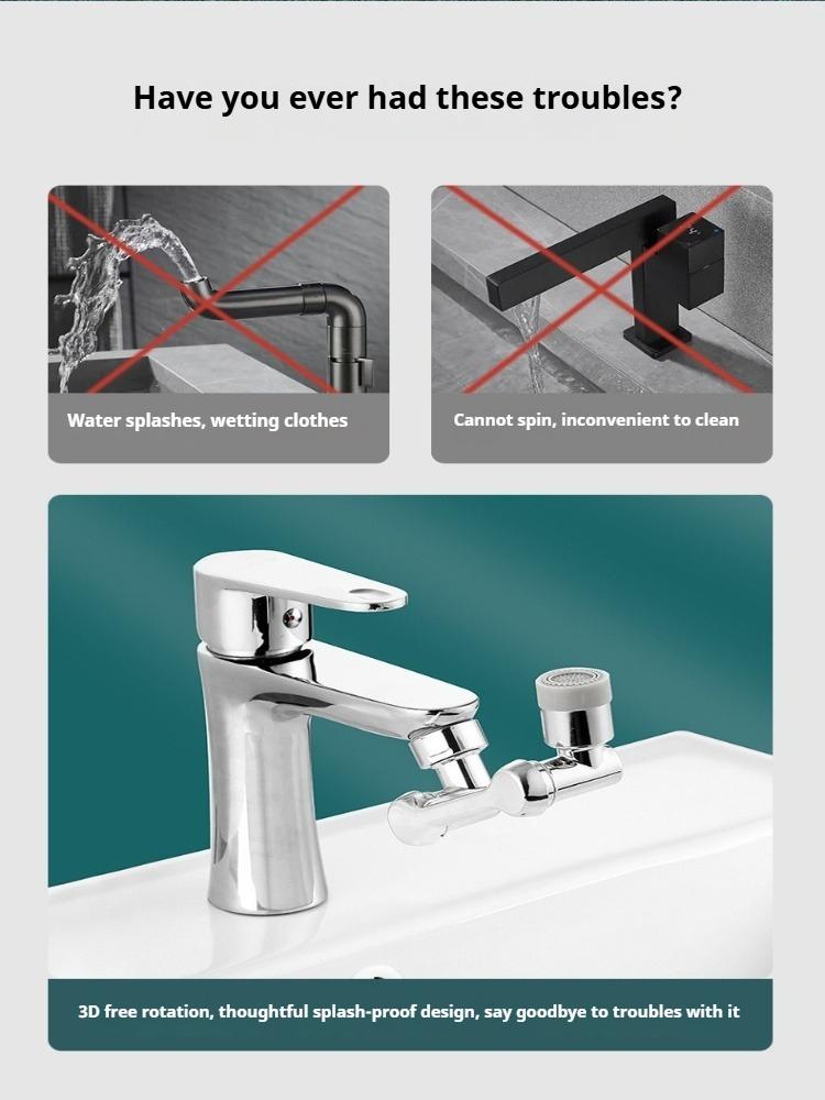 1Pc Splash-Proof 180-Degree Rotatable Robotic Arm Bathroom Sink Spout Extension Faucet Aerator Connector