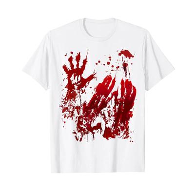 Bloody T Shirt Handprint Blood Splatter Zombie Horror Vintage Fashion Casual Homme Streetwear Comfortable Breathable