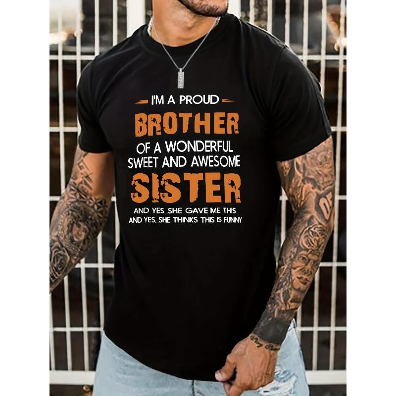 

European sizes Men s BROTHER SISTER T-shirt, Round Neck Tee Casual Clothing, Spring And Summer 4XL чорний