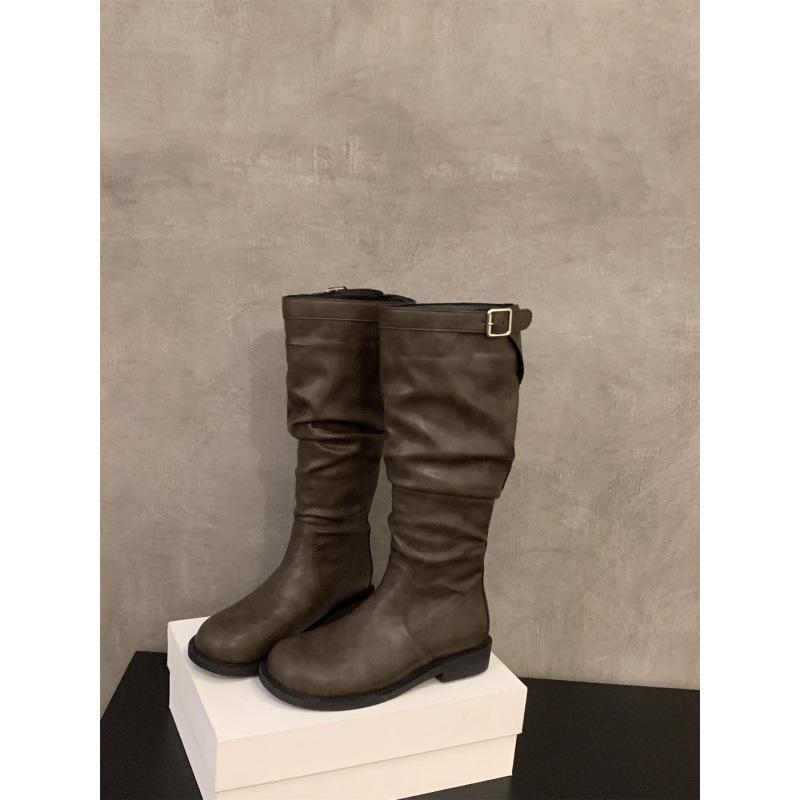 Retro medium laarzen met dikke hak, ridderlaarzen, damesschoenen 2025 nieuw herfst en winter opgestapelde kleine korte laarzen, Martin laarzen