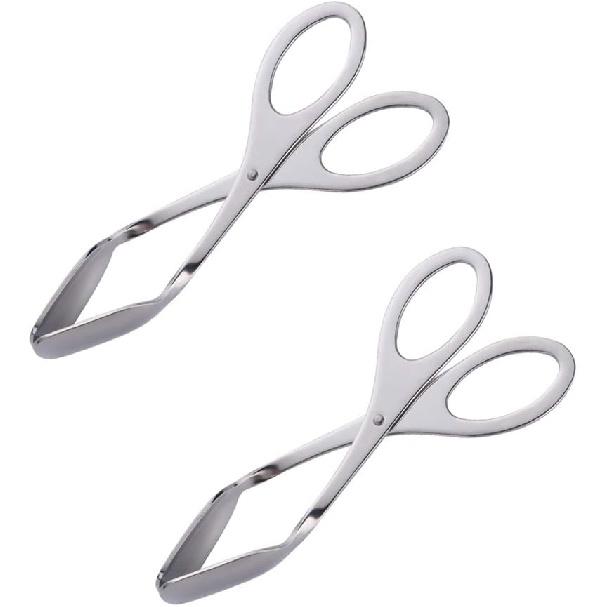 2 Pack 7-Inch Food Tongs for Serving, Thickening 304 Stainless Steel Flatware Buffet Tongs for Salad Cake Bread BBQ, Kitchen Scissor Cooking Tongs,