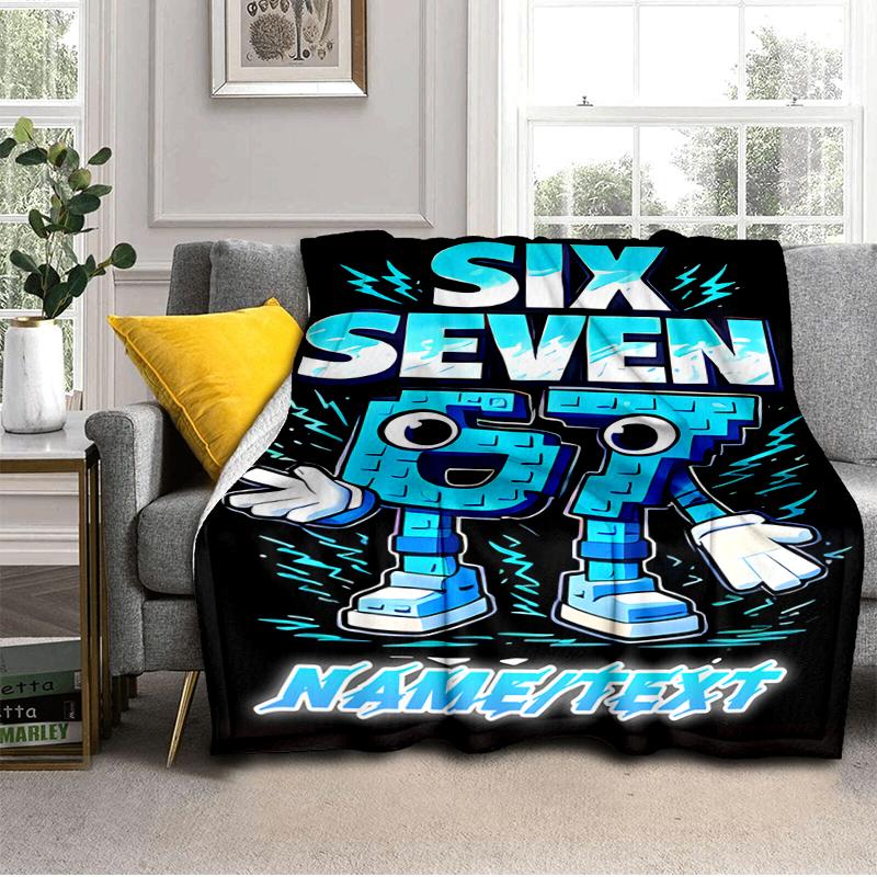 1PC Custom Name "Six Seven Energy" Flannel Blanket Versatile,all-season Throw Suitable for the Living Room,bedroom,camping,travel,and Gift