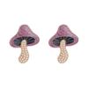 Summer Forest Series Mushroom Stud Earrings Women's Niche Design Sense Trendy Alloy Drip Oil Exaggerated Earrings Pearl Earrings