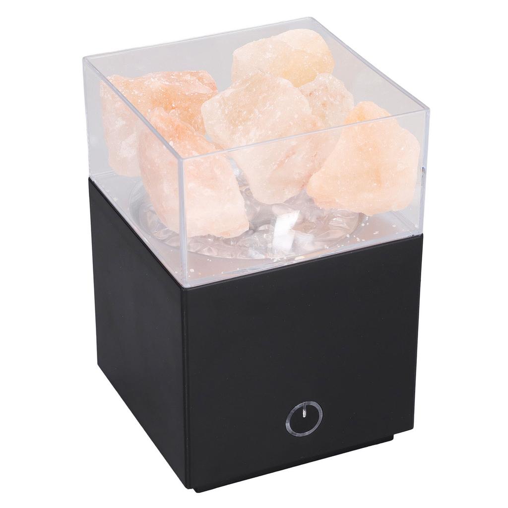 LED Colorful Himalayan Salt Lamp Remote Control Square Salt Block Lamp Negative Ion Air Purification LampBlack