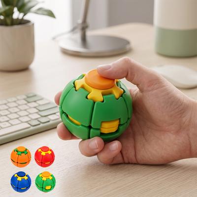 Press & Spin Fidget Ball, Stress Relief Toy, Fidget Sphere for Adults Kids, Portable Desk Sensory Fidget Toy for Anxiety Relief
