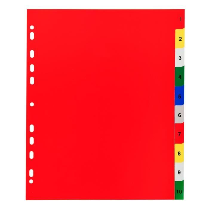 Intercalaires - Exacompta - A4+ - PP - 10 positions - Couleurs variées