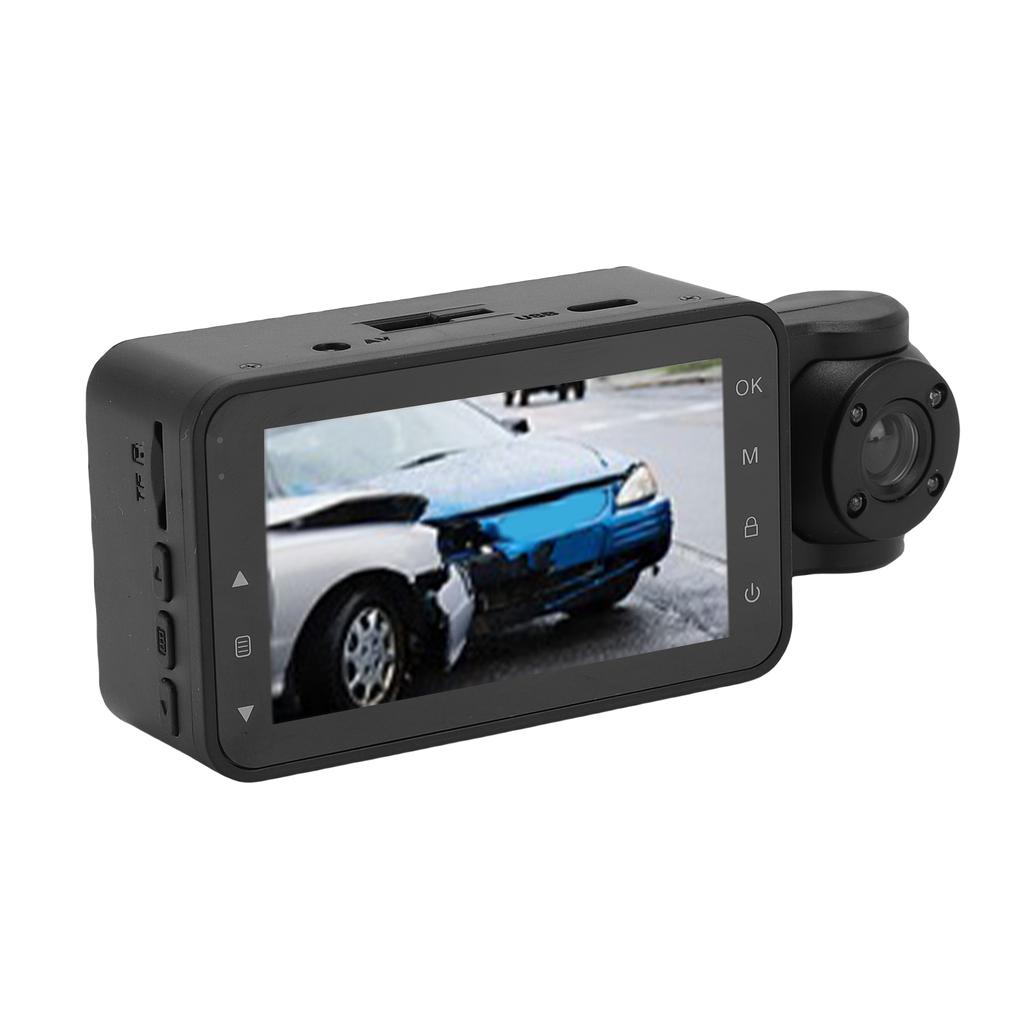 3-kanals dashbordkamera 1080P 170 graders vidvinkel APP-kontroll Foran Bak Bil DVR med 2,9 tommers skjerm 24H Parkeringsmodus