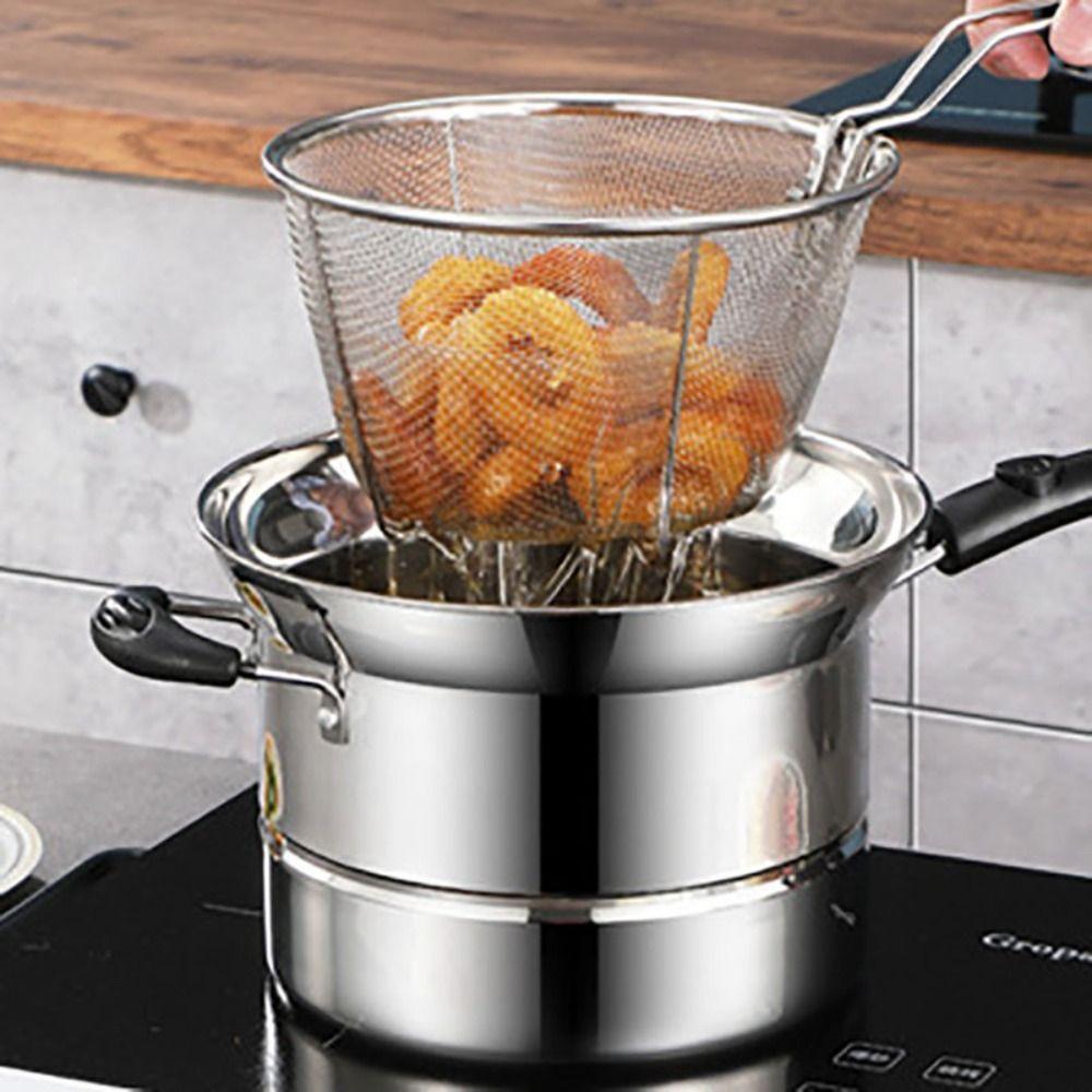 with Frying Basket and Steamer Pasta Pot Visible Lid Stockpot Multifunctional Deep Fryer Pot  Soup