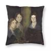 Bronte Sisters Charlotte Emily Anne Square Pillowcase Polyester Linen Velvet Pattern Zip Decor Home Cushion Cover