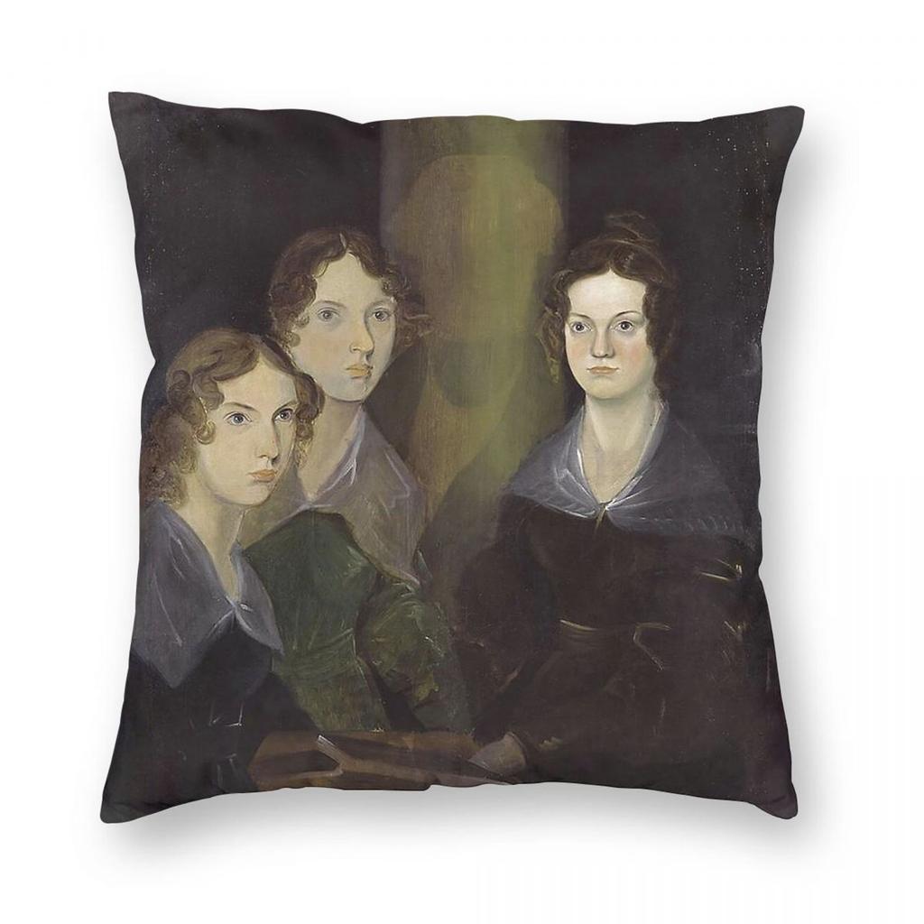 Bronte Sisters Charlotte Emily Anne Square Pillowcase Polyester Linen Velvet Pattern Zip Decor Home Cushion Cover