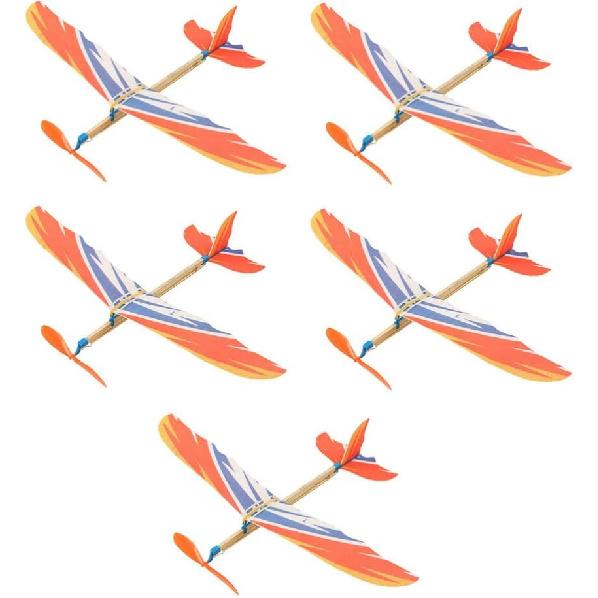 TOYANDONA 5Pcs Rubber Band Powered Aircraft Airplane Model Creative Helicopter for Kids Throwing Glider Airplane Toy for Birthday Party Favor Prize