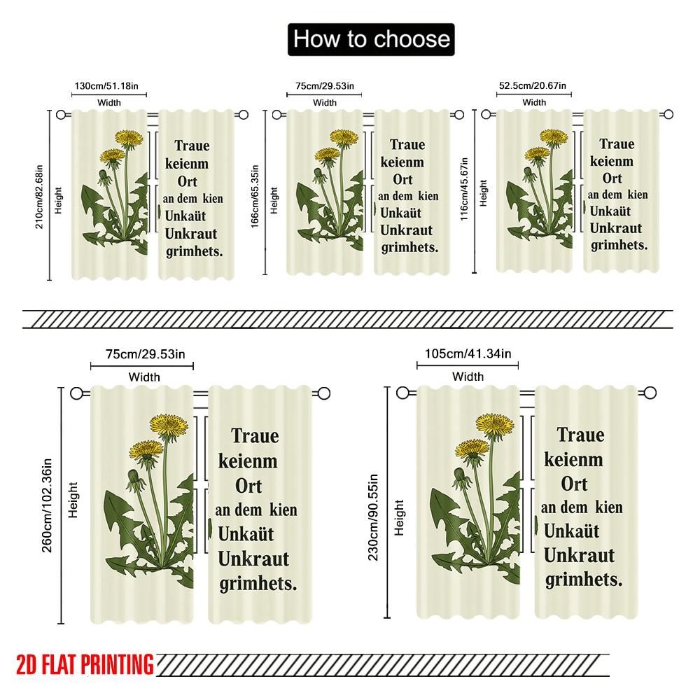2pcs 2D Flat Printing Scene Curtain Trust No Place Weed Grows Polyester Without Electricity Festive Holiday Perfect for Holiday