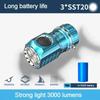 Mini 3*SST20 Powerful LED Flashlight USB Rechargeable 6 Modes Super Bright Waterproof Portable Pocket Torch for Camping Fishing