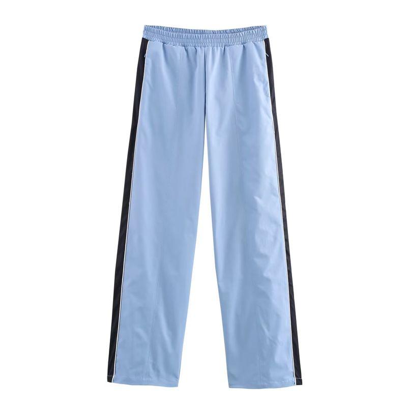 

Для Новой Осенней Женской Одежды 2025 Мода Ветер Пэчворк Полоски с Декором Верхняя Одежда Брюки 4749840 4391425 Long pants S