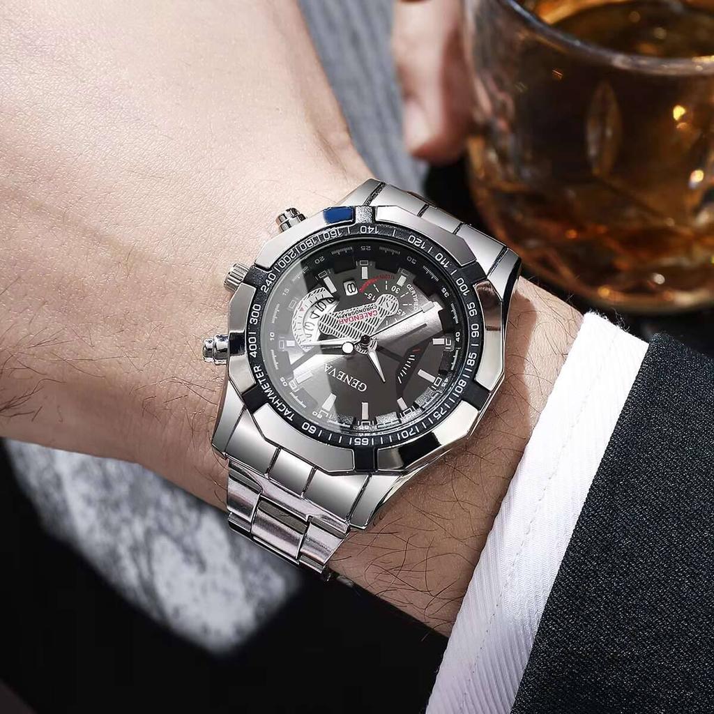 Fashion Men Business Watches Luxury Large Dial Calendar Quartz Watch Mens Clock Reloj Hombre