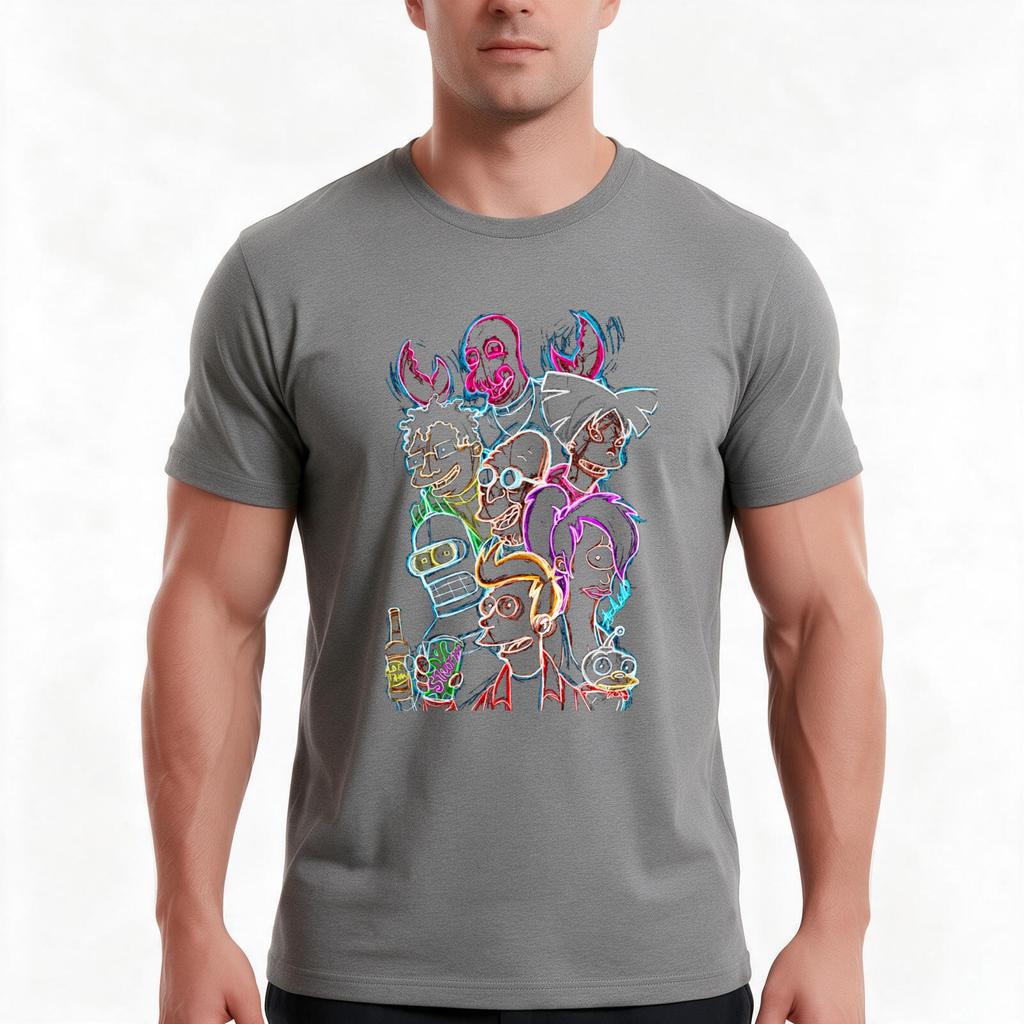 Graphic Futu Cartoons Characters Tshirt Summer Casual Cotton Tee Oversized Streetwear Tops Vintage Graphic Print