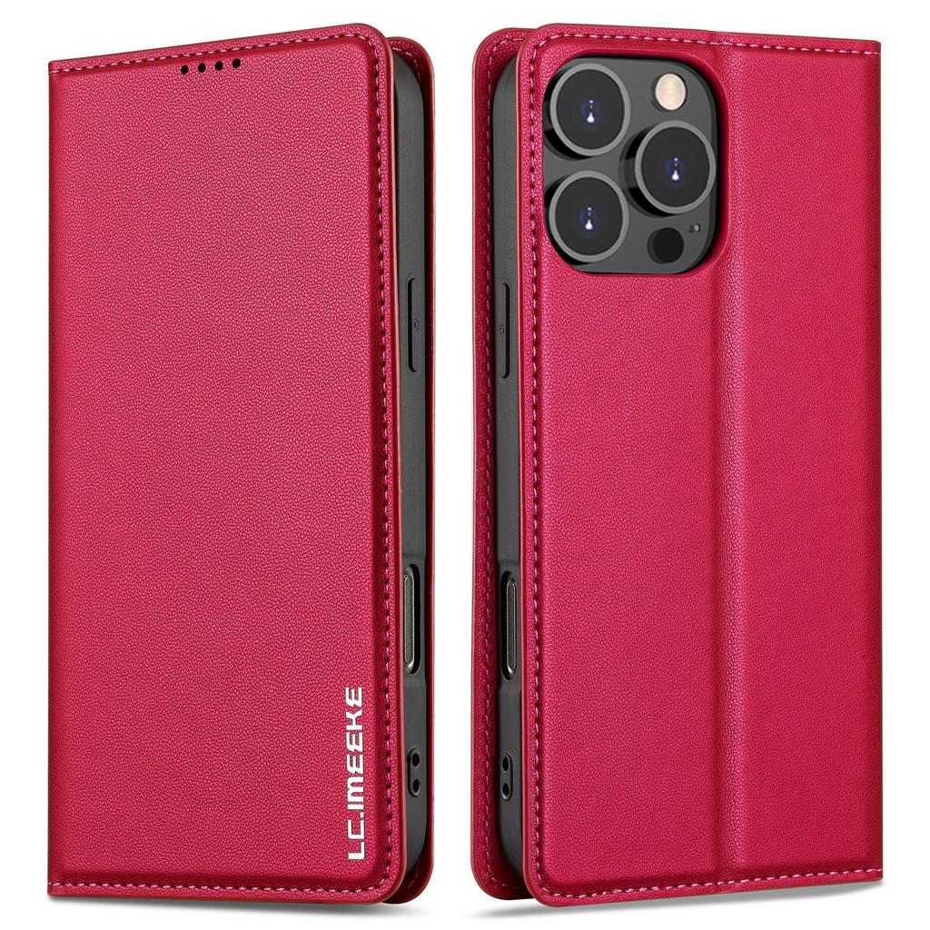 LC.IMEEKE L1 Série pro iPhone 16 Pro Pouzdro PU Kůže Peněženka Stojánek Ochranný Kryt na Telefon