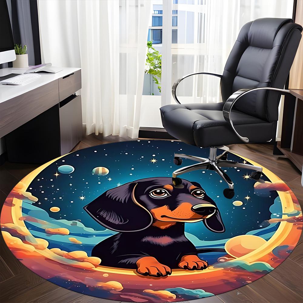 1pc Cosmic Canine Chair Carpet for Office Non-Slip, Machine Washable Rug for Office - Holiday DecorMachine Made yy251029065