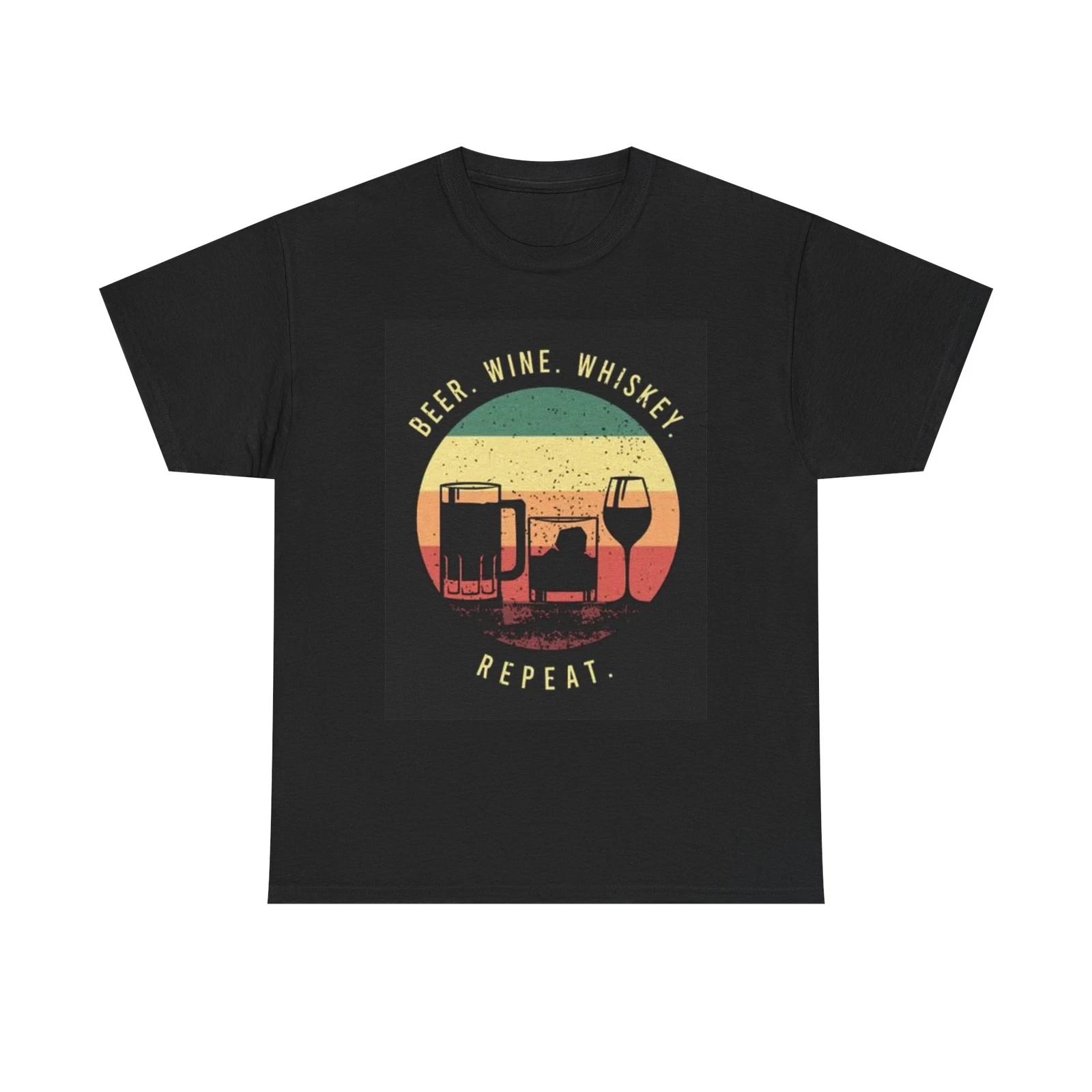 Men s and Women s T-shirts Beer Whiskey Wine Graphic S