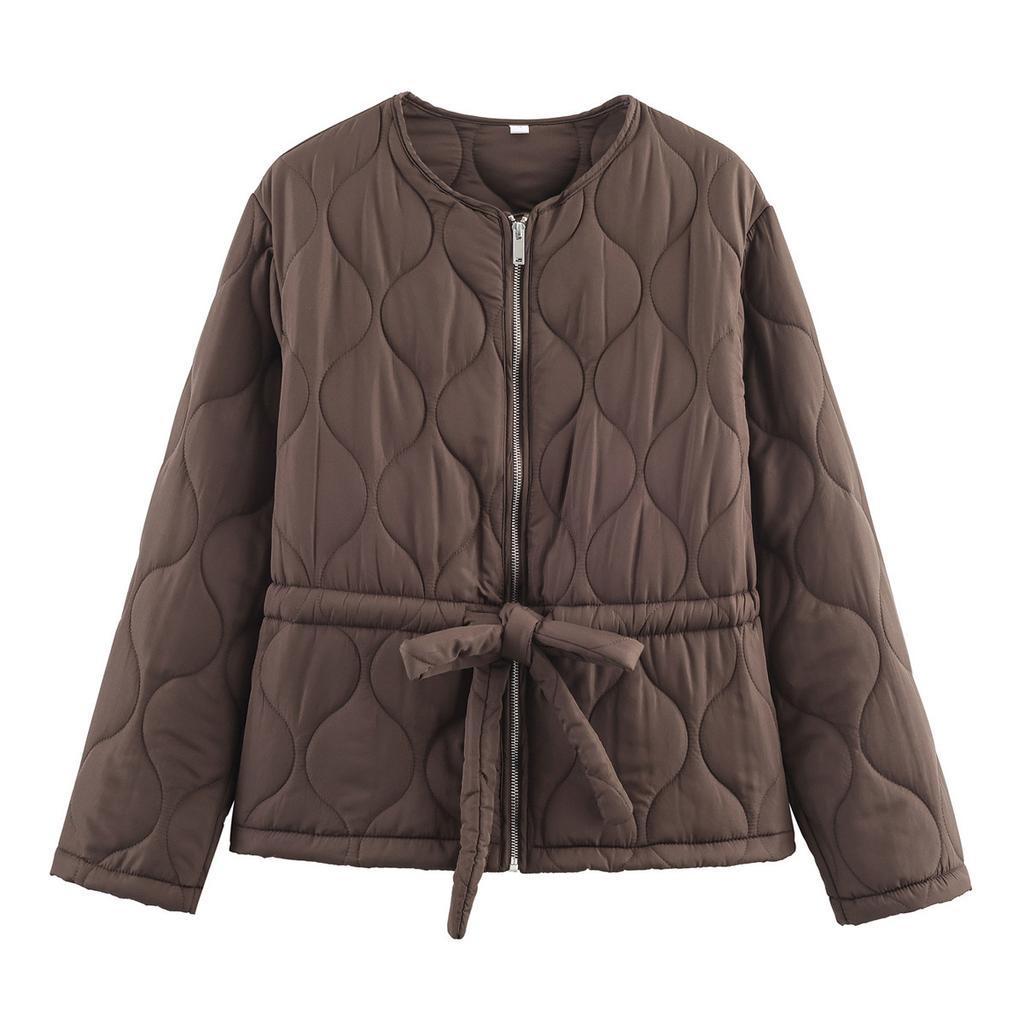 European and American Style, French Style, Women's Clothing, Casual and Versatile, Temperament 4-color Belt Cotton-padded Coat