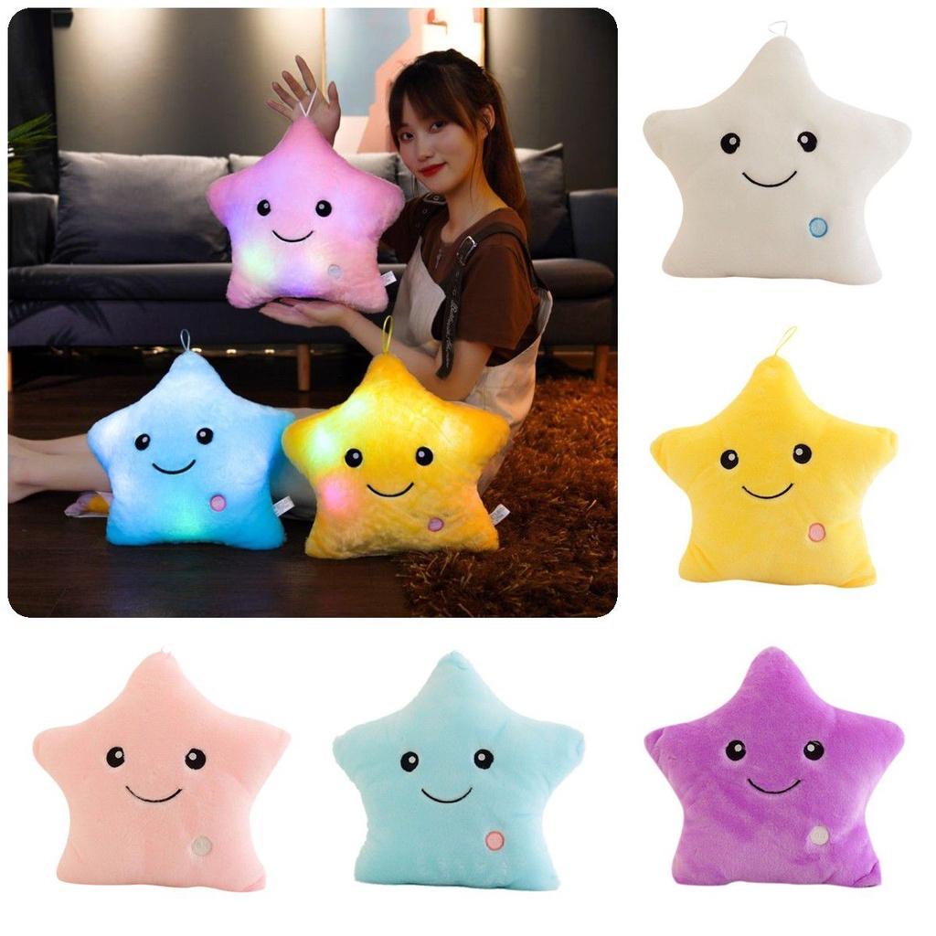Luminous Glowing Led Colorful Stars Cushion Plush Toy Pillow For Kids' Rooms