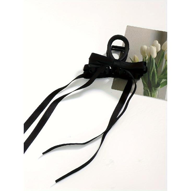 1pc Elegant Vintage Sweet Bow Ribbon Hair Claw Clip Strong Hold Hair Accessory For All Hair Types Chic Updo Tool