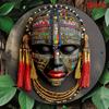 Elegant Classic African Tribal Mask Wooden Wall Art, Circular Decorative Signs, Multi-functional Home, Bar, Cafe