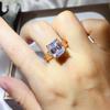 5 Carat Emerald Cut Moissanite Inlaid Ring, Luxury European & American Style Women's Diamond Ring