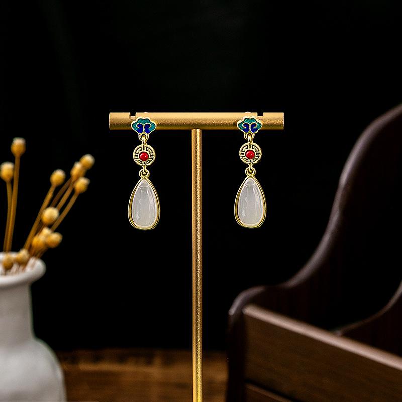 BLINGBAY Women's New Chinese Style Imitation Pearl Earrings Chinese Style Butterfly Drop-shaped Tassel Earrings Simple Hanfu Accessories Retro Jewelry