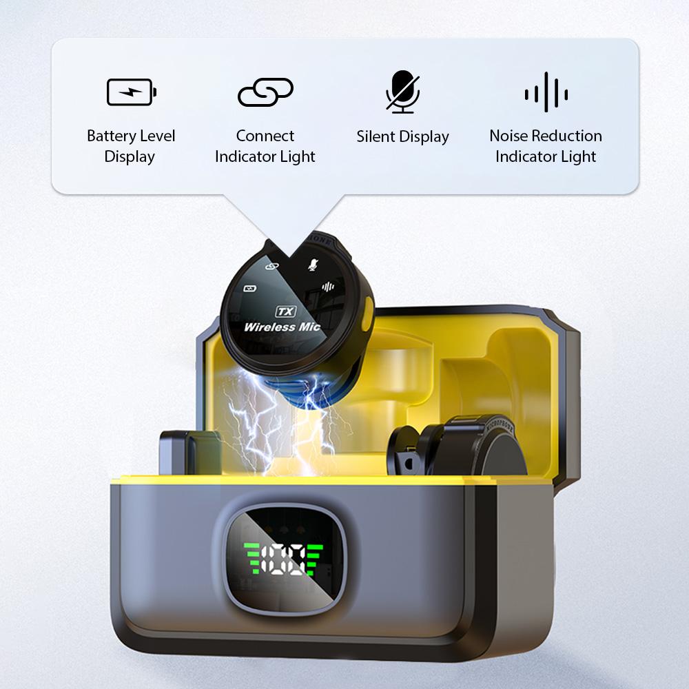 Lapel Microphone Dual Microphone Clip-on Mics Noise Reduction No Delay Button Disc-shaped Wireless