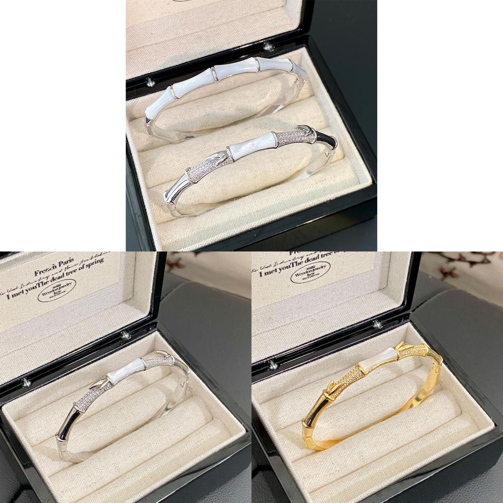 Floral Pattern Copper Bangle With Gold Plating And Zircon Stones For Fashionable Women