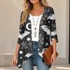 Women's Halloween Print 3/4 Sleeve Lightweight Loose Fit Cardigan for Casual Wear