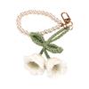 Handmade Lily of the Valley Crochet Keychain with Pearls Soft Yarn Texture Fashion Key Holder Suitable for Bags and Keys