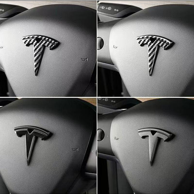 1Pcs ABS 3.5x5.3cm For Tesla SpaceX Model 3 Highland 2023 Model S X Y Y-Eur Roa Car Steering Wheel Emblem Sticker Accessories