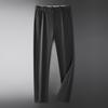 DIBINZE Plus Size Men's Semi-Elastic Waist Straight-Leg Casual Trousers