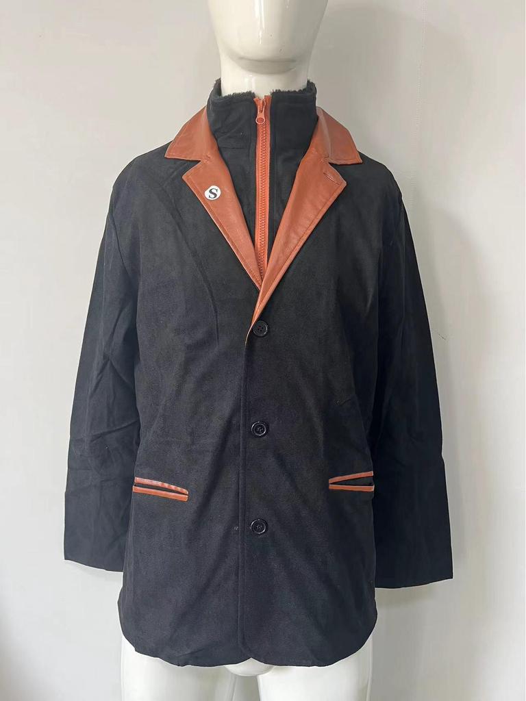 Men's Retro European-American Contrast Lapel Coat - Casual Spring/Autumn Fashion Jacket