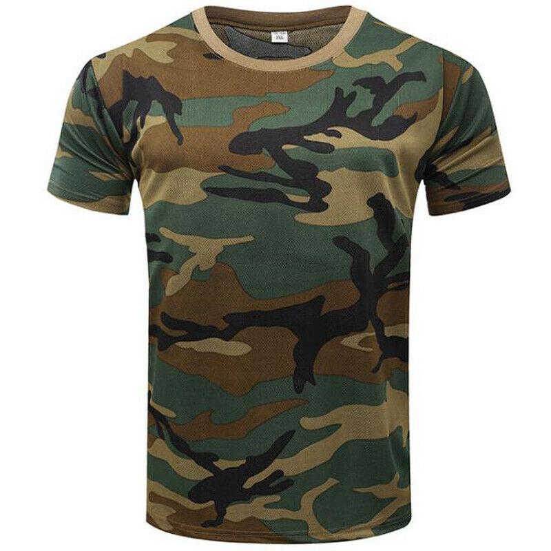 Men's 3D Printed Short Sleeve Military Camouflage T-shirt Casual Round Neck Camouflage Top Street Fashion