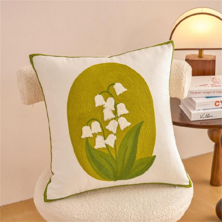 Pillowcase Artistic Flower Stitching Cotton Canvas Pillow Cover Breathable Sofa Bed Accent Piece Pillow Sham