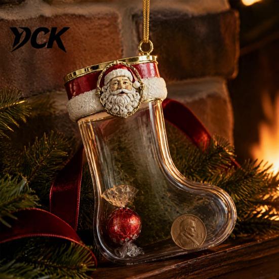 Transparent Candy Coin Filled Socks Fillable Christmas Stocking Acrylic Ornament, Tree Home Window Wall Festive Ornaments Hanging Decor, Santa Snowman