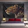 "Leopard Profile On Black Background" Pattern Wall Hanging Tapestry Decorative Tapestry Home Decor for Bedroom and Living Room