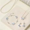 Light Luxury Crystal Butterfly Earring Bracelet for Women Elegant Imitation Pearl Choker Necklace Ring Party Wedding Jewelry Set
